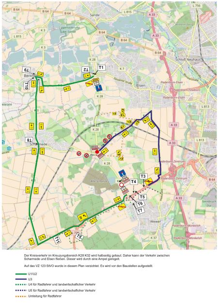 Einseitige Verkehrsführung und Umleitungen